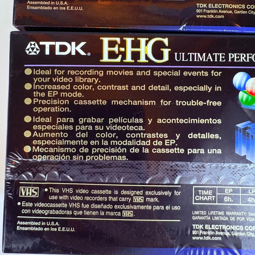 4 Pack TDK EHG T-120 VHS Tapes Sealed‎ Blank 6 Hour Extra High Grade